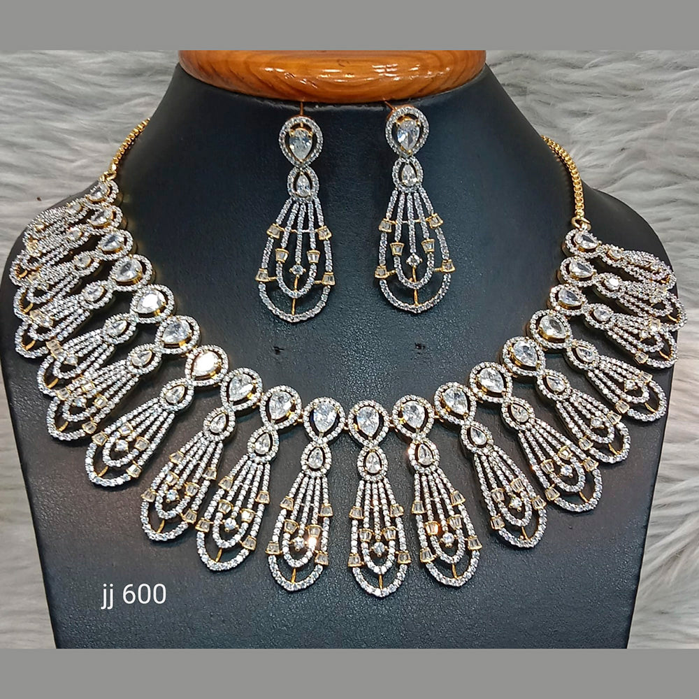 Jain Jewellers Gold Plated American Diamond Necklace Set