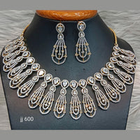 Jain Jewellers Gold Plated American Diamond Necklace Set