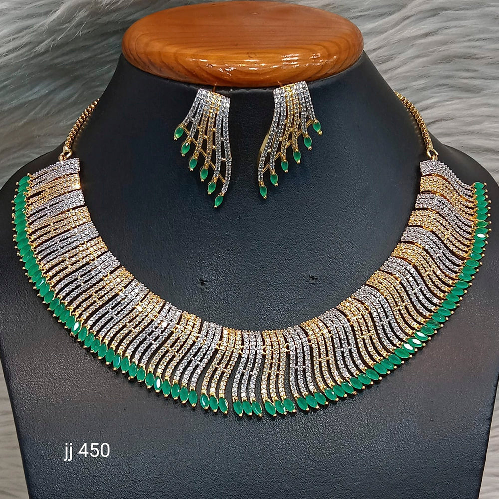 Jain Jewellers Gold Plated American Diamond Necklace Set