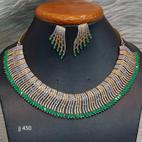 Jain Jewellers Gold Plated American Diamond Necklace Set