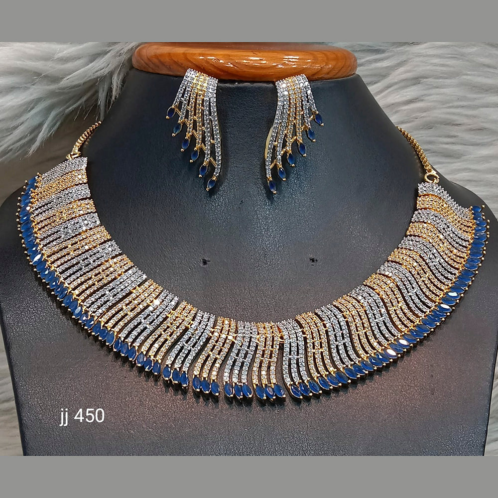 Jain Jewellers Gold Plated American Diamond Necklace Set