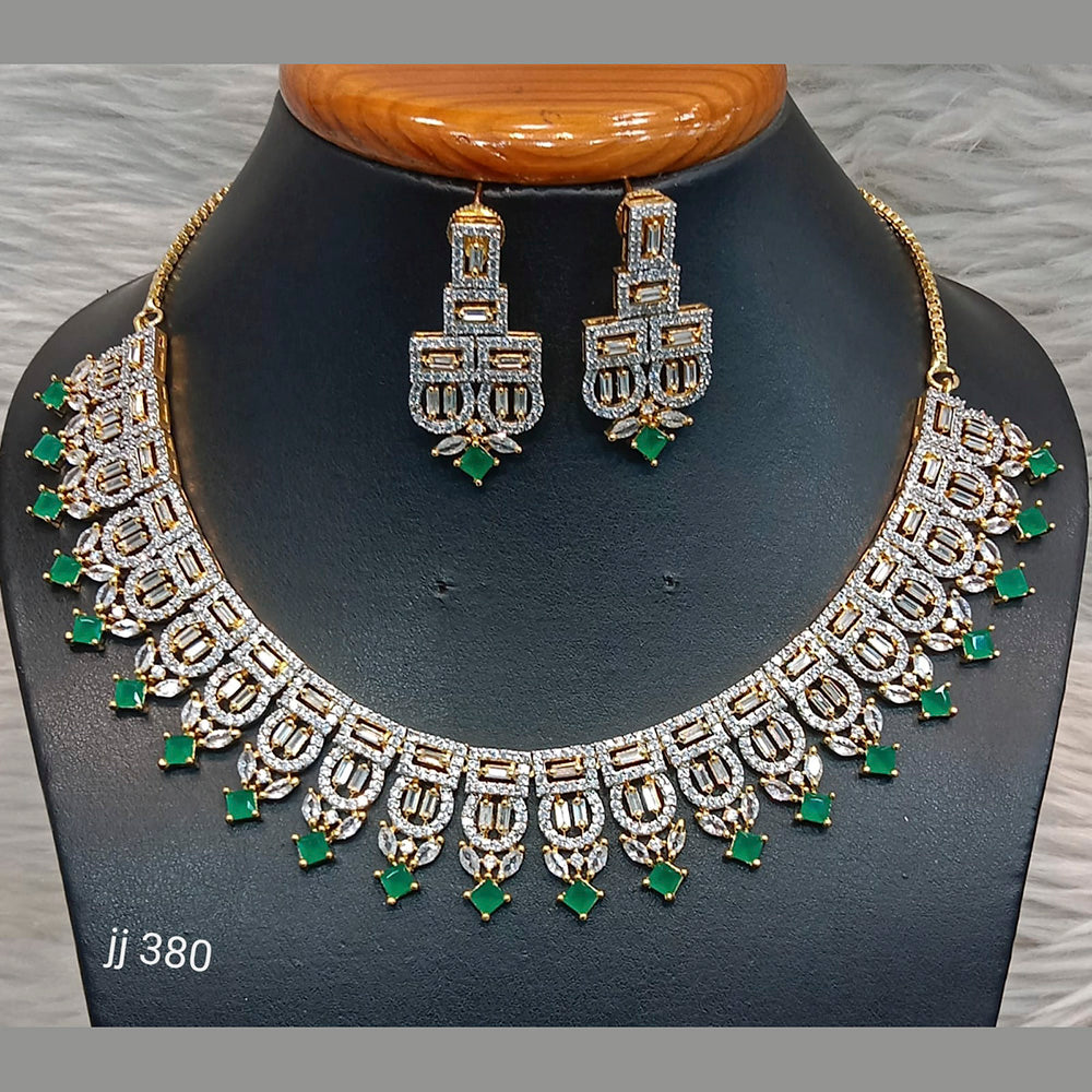 Jain Jewellers Gold Plated American Diamond Necklace Set