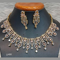 Jain Jewellers Gold Plated American Diamond Necklace Set