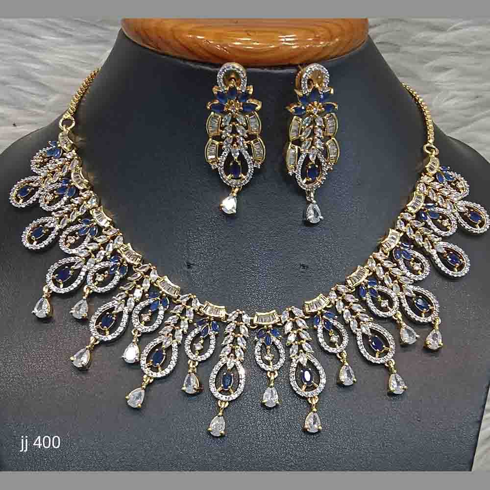 Jain Jewellers Gold Plated American Diamond Necklace Set