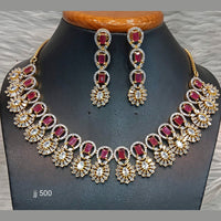 Jain Jewellers Gold Plated American Diamond Necklace Set