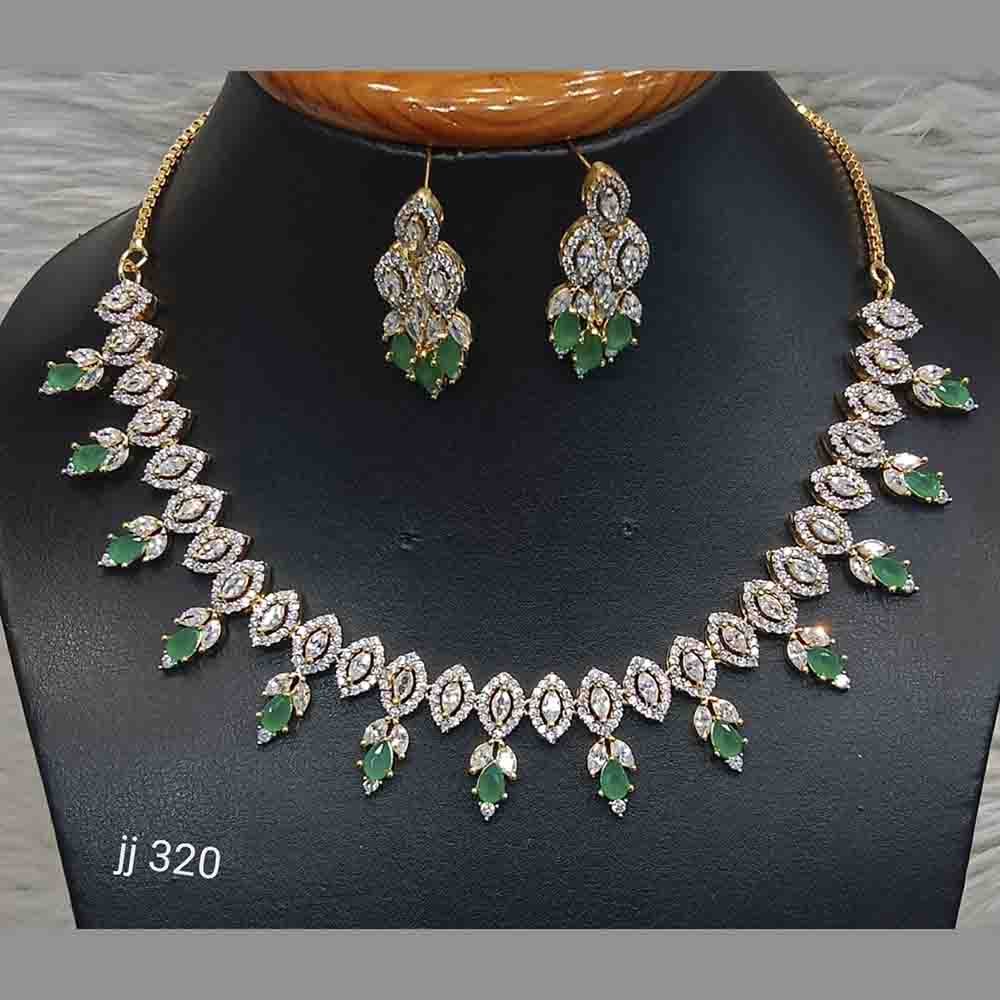 Jain Jewellers Gold Plated American Diamond Necklace Set