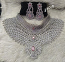 Jain Jewellers Silver Plated American Diamond Necklace Set