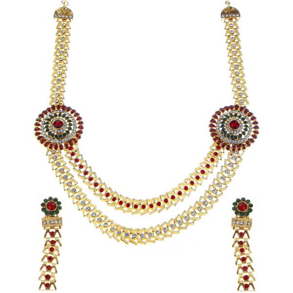 Soha Fashion Red Austrian Stone Gold Plated Necklace Set