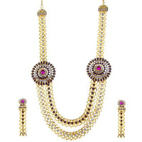 Tip Top Fashions Purple Austrian Stone Gold Plated Necklace Set - 1106301E