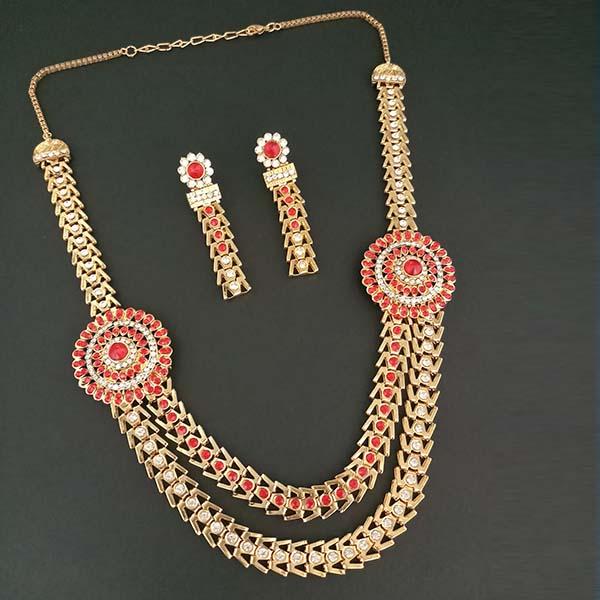 Tip Top Fashions Austrian Stone Gold Plated Necklace Set - 1106301A