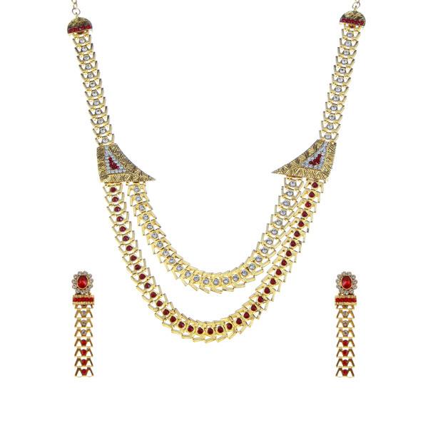 Tip Top Fashions Stone Gold Plated Traditional Necklace Set - 1106302D