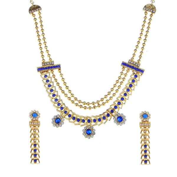 Tip Top Fashions Stone Gold Plated Traditional Necklace Set - 1106303B