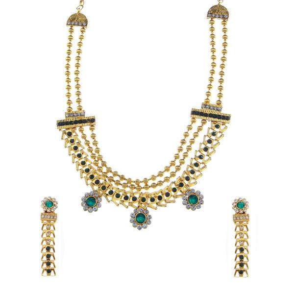 Tip Top Fashions Stone Gold Plated Traditional Necklace Set - 1106303F