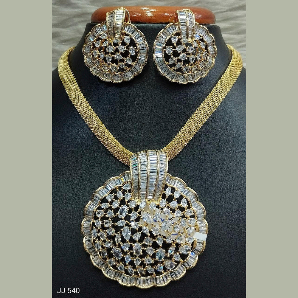Jain Jewellers Gold Plated AD Stone Pendant Set