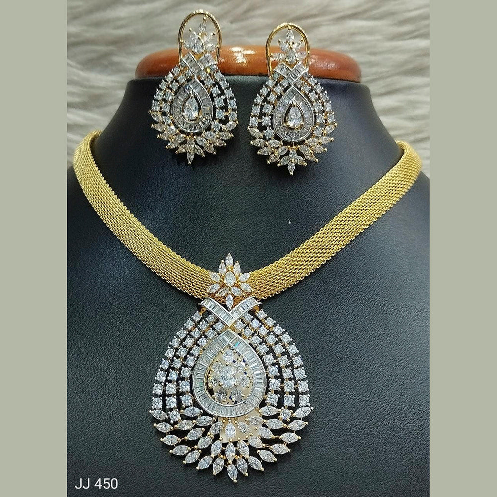 Jain Jewellers Gold Plated AD Stone Pendant Set