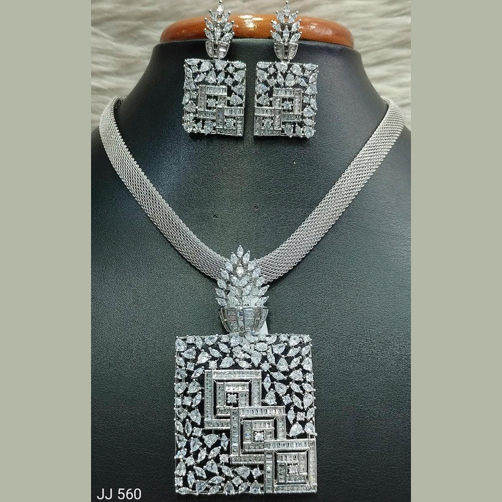 Jain Jewellers Rose Gold Plated AD Stone Pendant Set