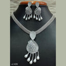 Jain Jewellers Silver Plated AD Stone Pendant Set