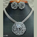 Jain Jewellers Silver Plated AD Stone Pendant Set