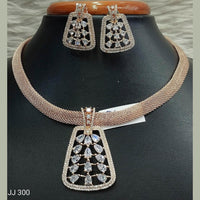 Jain Jewellers Rose Gold Plated AD Stone Pendant Set