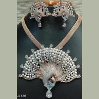 Jain Jewellers Rose Gold Plated AD Stone Pendant Set