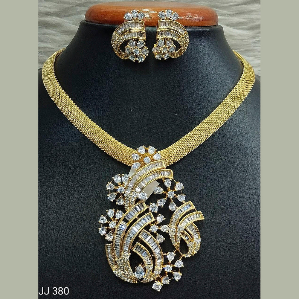Jain Jewellers Gold Plated AD Stone Pendant Set