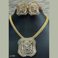 Jain Jewellers Gold Plated AD Stone Pendant Set