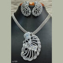 Jain Jewellers Silver Plated AD Stone Pendant Set
