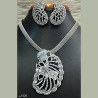 Jain Jewellers Silver Plated AD Stone Pendant Set
