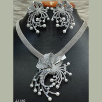 Jain Jewellers Silver Plated AD Stone Pendant Set