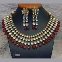 Jain Jewellers Gold Plated Kundan Stone And Beads Necklace Set