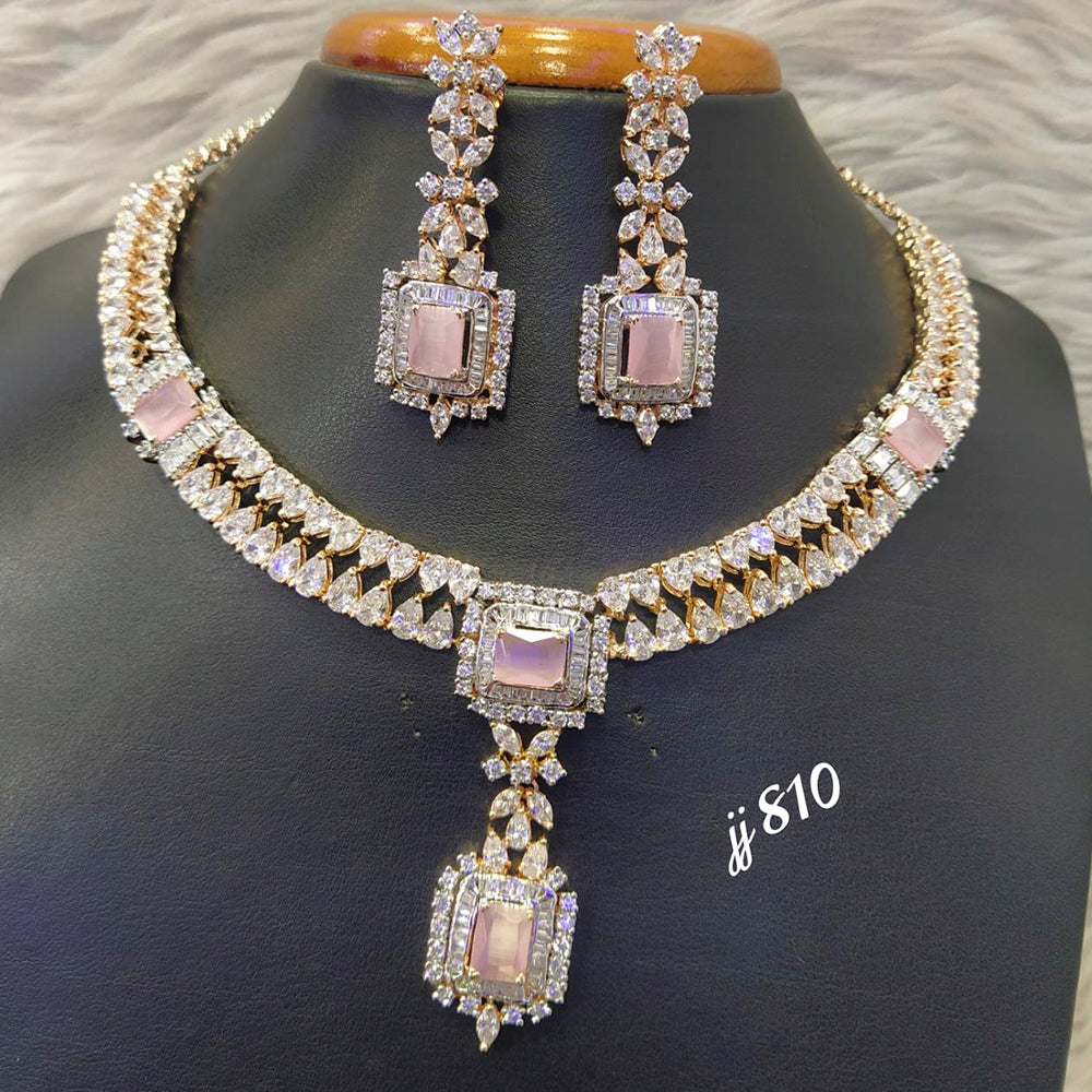 Jain Jewellers Gold Plated American Diamond Necklace Set