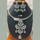 Jain Jewellers Silver Plated AD Stone Pendant Set