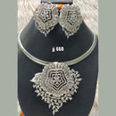 Jain Jewellers Silver Plated AD Stone Pendant Set