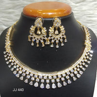 Jain Jewellers Gold Plated American Diamond Necklace Set