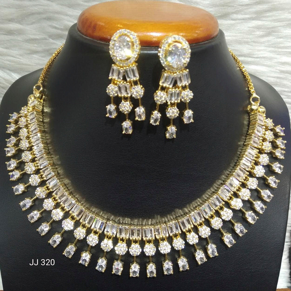 Jain Jewellers Gold Plated American Diamond Necklace Set