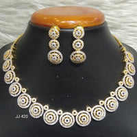 Jain Jewellers Gold Plated American Diamond Necklace Set