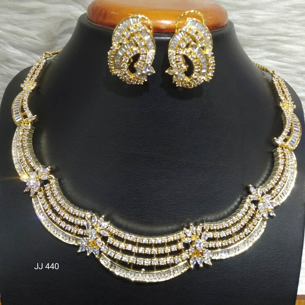 Jain Jewellers Gold Plated American Diamond Necklace Set