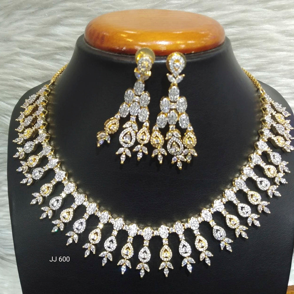 Jain Jewellers Gold Plated American Diamond Necklace Set