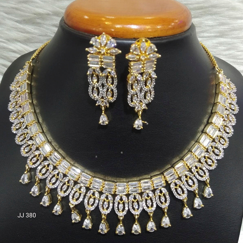 Jain Jewellers Gold Plated American Diamond Necklace Set