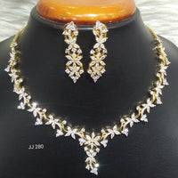 Jain Jewellers Gold Plated American Diamond Necklace Set