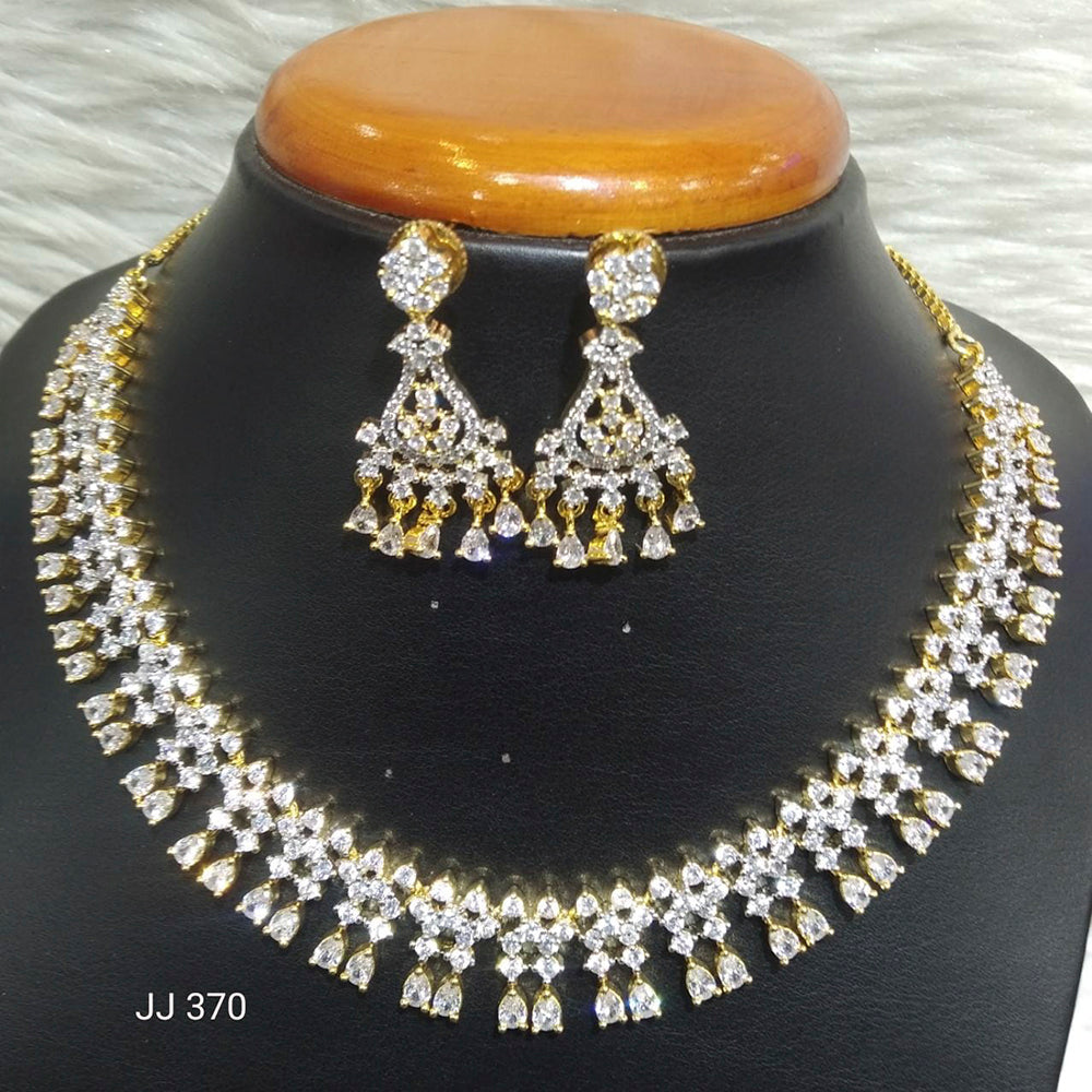Jain Jewellers Gold Plated American Diamond Necklace Set