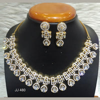 Jain Jewellers Gold Plated American Diamond Necklace Set