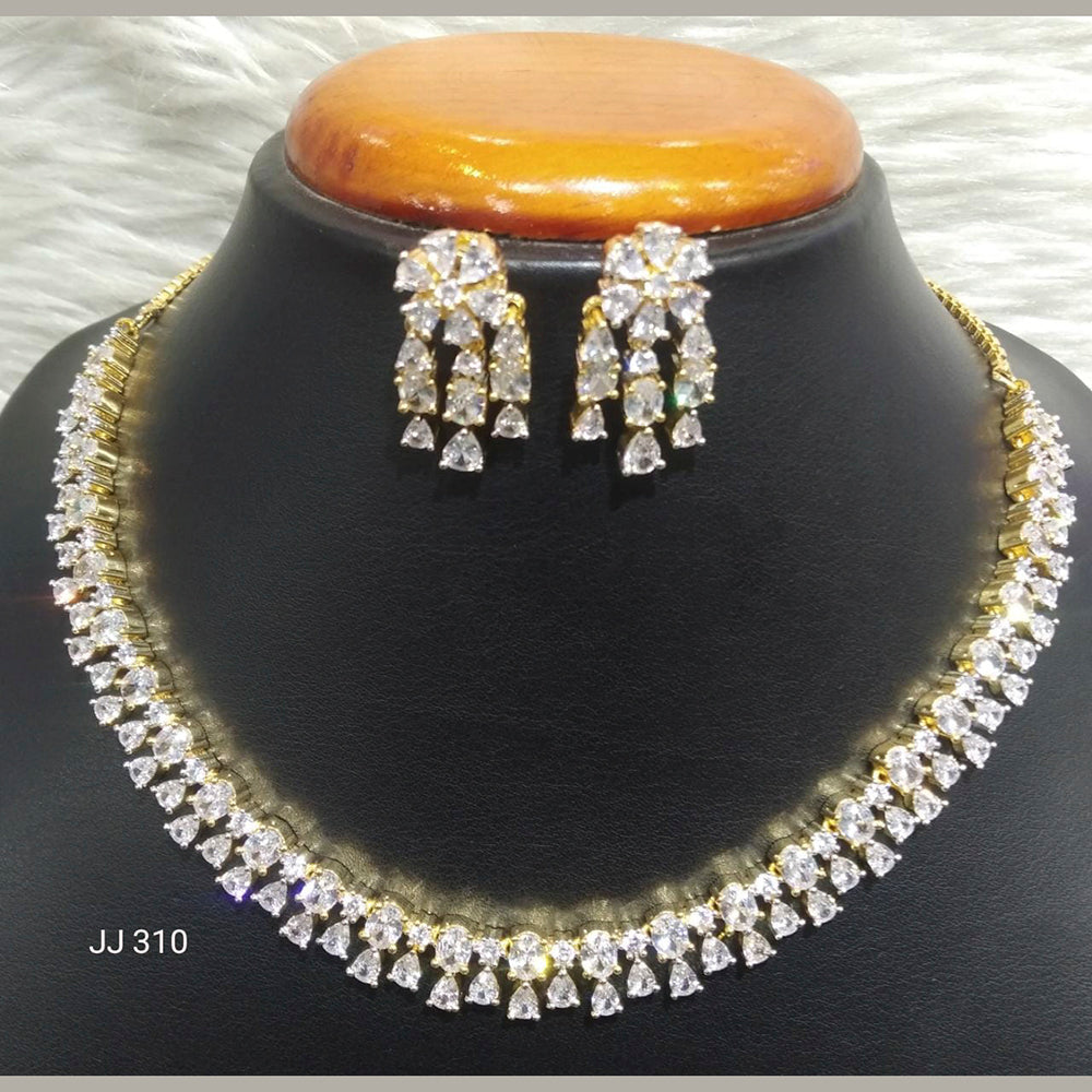 Jain Jewellers Gold Plated American Diamond Necklace Set
