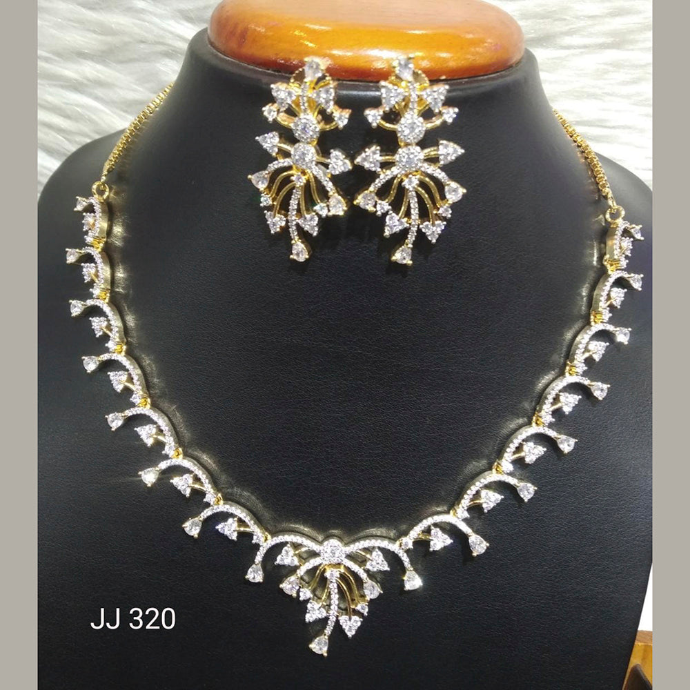 Jain Jewellers Gold Plated American Diamond Necklace Set