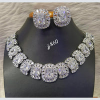 Jain Jewellers Silver Plated AD Stone Necklace Set