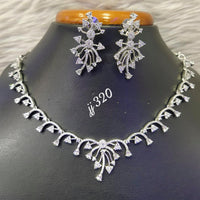 Jain Jewellers Silver Plated AD Stone Necklace Set