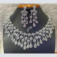 Jain Jewellers Silver Plated AD Stone Necklace Set
