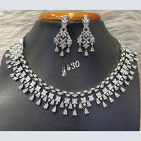 Jain Jewellers Silver Plated AD Stone Necklace Set