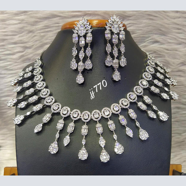 Jain Jewellers Silver Plated AD Stone Necklace Set