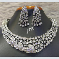Jain Jewellers Silver Plated AD Stone Necklace Set